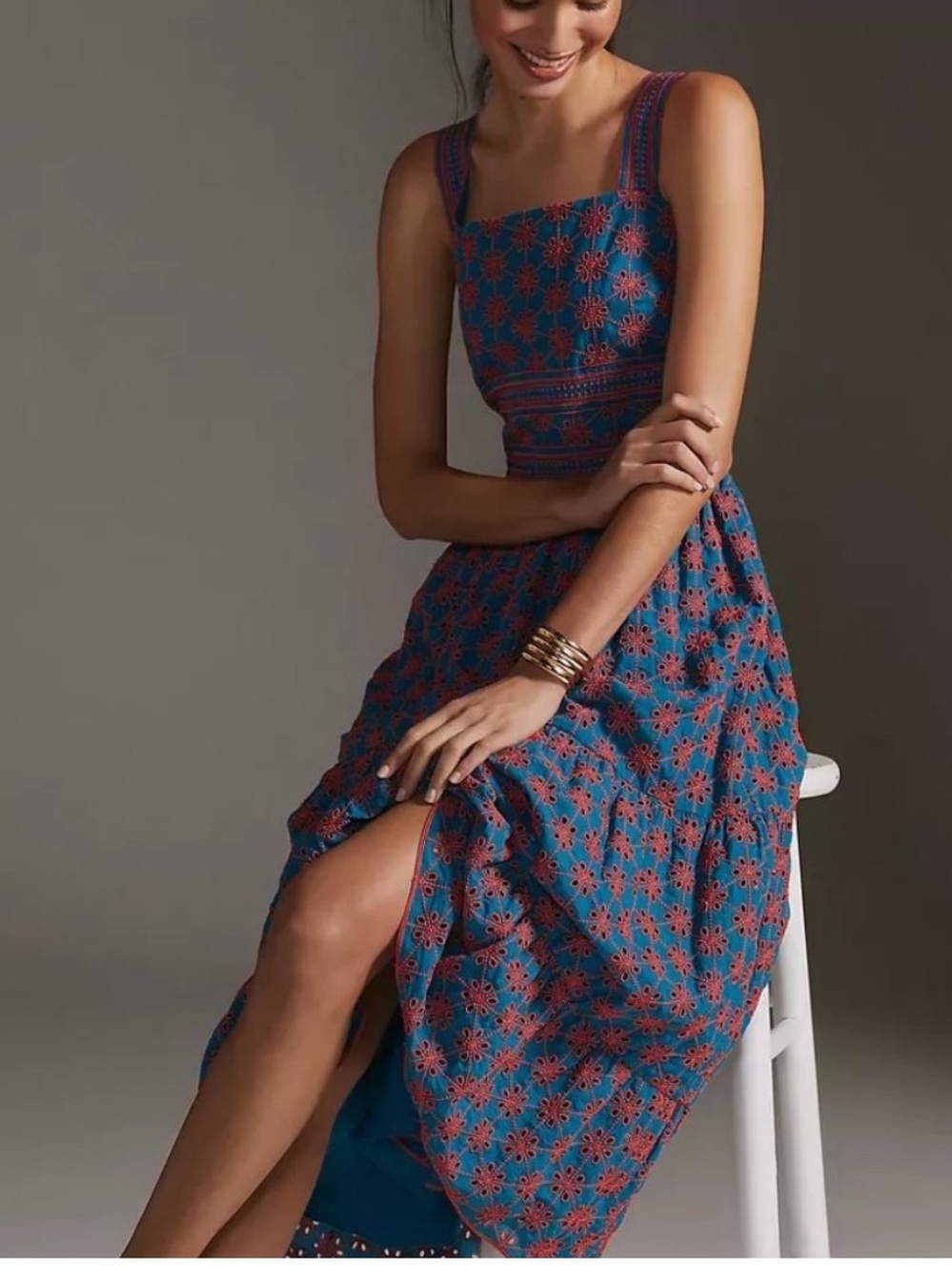 SHOSHANNA Amaya Tiered Eyelet Midi Dress - Picture 13 of 15